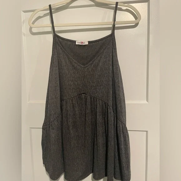 Size Small Charcoal Baby Doll Tank Top GeeGee - Picture 1 of 3